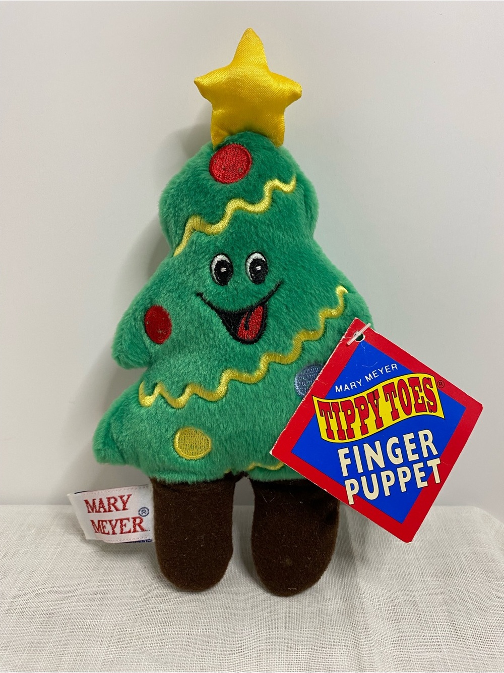 Vintage Mary Meyer Tippy Toes Tinsel Christmas Tree Finger Puppet Plush 1996